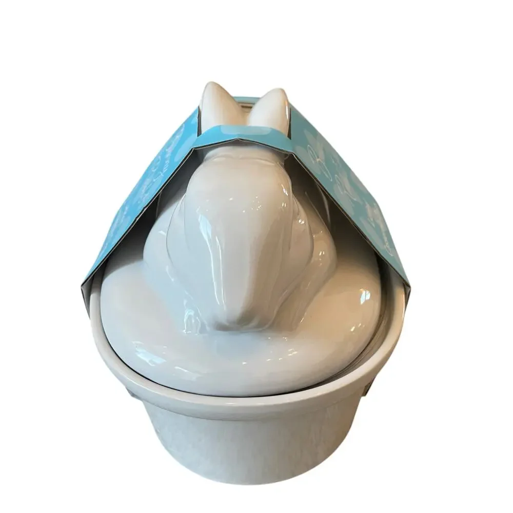 Zrike Brands Easter Bunny Rabbit Lidded Casserole Dish White Ceramic NEW